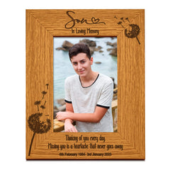 Son Remembrance Photo Frame Personalised Portrait With Dandelions