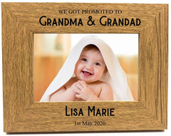 ukgiftstoreonline Personalised New Grandparents Photo Picture Frame Gift Oak Wood Finish FW468