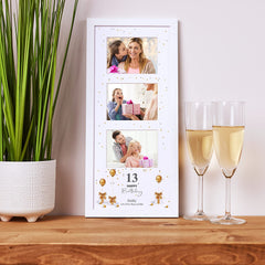 Personalised 13th Birthday Triple Photo Frame Keepsake With Presents