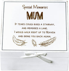 ukgiftstoreonline Mum Remembrance Memory White Keepsake Box With Feather Design