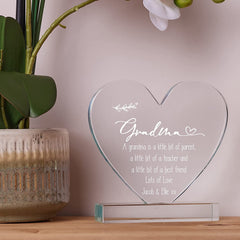 ukgiftstoreonline Personalised Grandma Sentiment Gift Large Jade Glass Heart