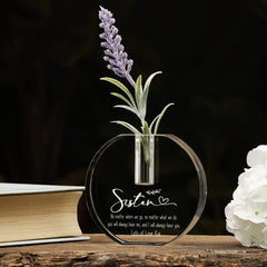 Engraved Sister Crystal Glass Flower Vase Gift Present Personalised
