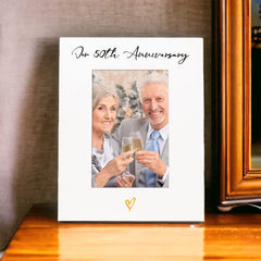 White 6x4 Portrait Picture Photo Frame 50th Golden Anniversary Heart