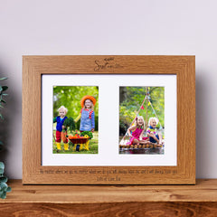 Personalised Sister Double Photo Picture Frame With Leaf Portrait