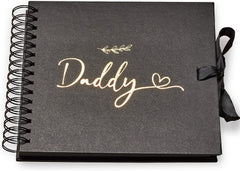 Daddy Black Scrapbook Photo album With Gold Script Leaf Design