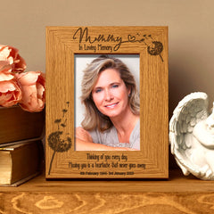 Mummy Remembrance Photo Frame Personalised Portrait With Dandelions