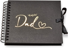 Dad Black Scrapbook Photo album With Gold Script Leaf Design