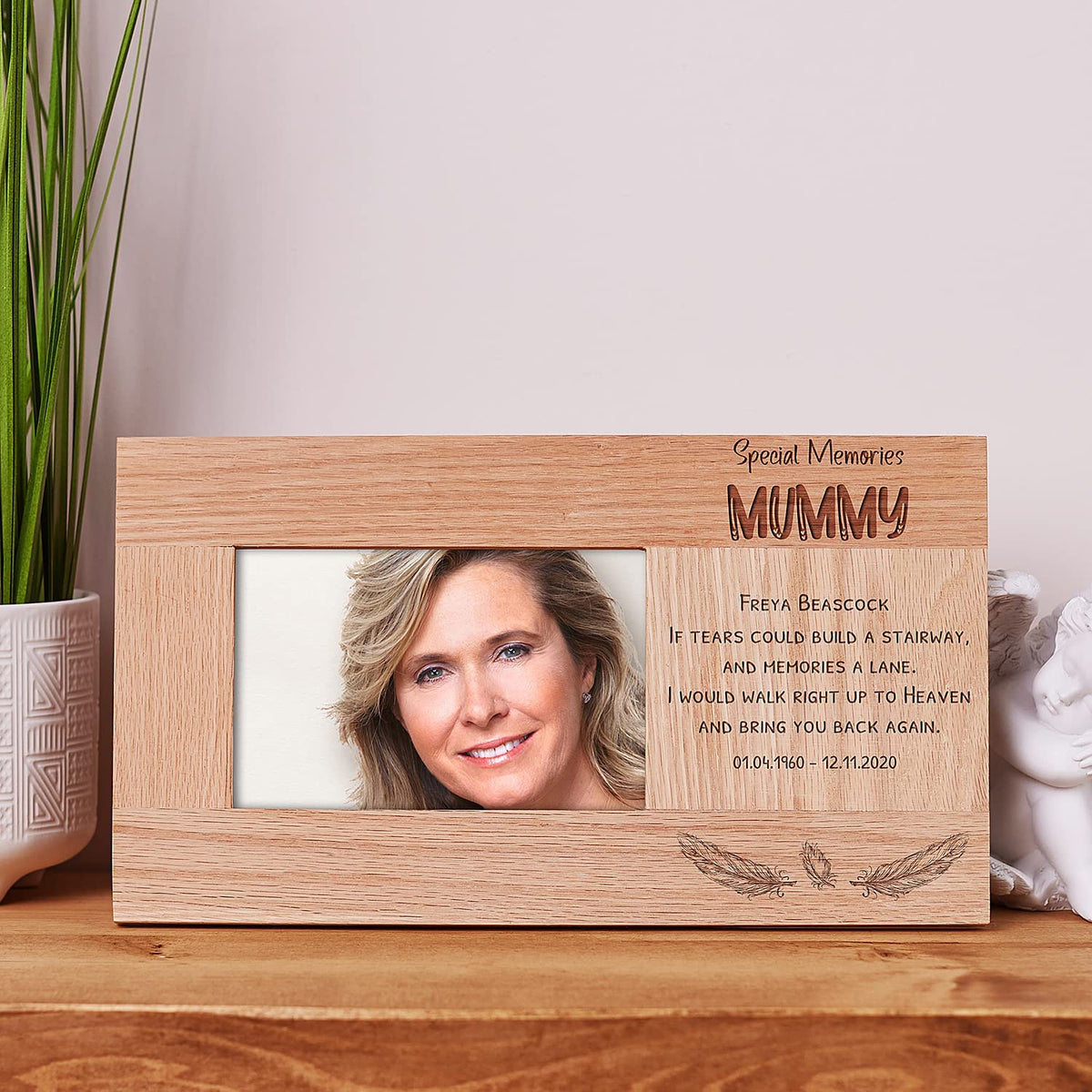 Personalised Mummy Remembrance Memorial Photo Frame Solid Oak