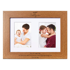 Personalised Daddy Double Photo Picture Frame With Leaf Portrait