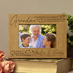 Personalised Grandma Photo Frame Gift with hugs and kisses