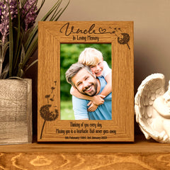 Uncle Remembrance Photo Frame Personalised Portrait With Dandelions