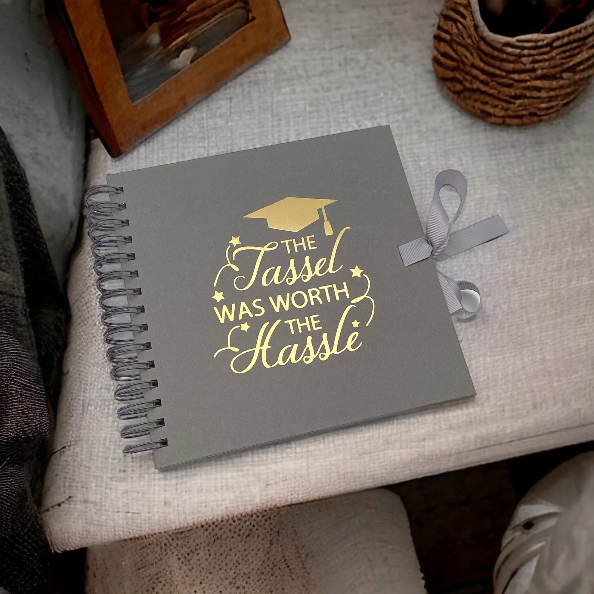 Graduation White Scrapbook, Guest Book Or Photo album With Gold Script