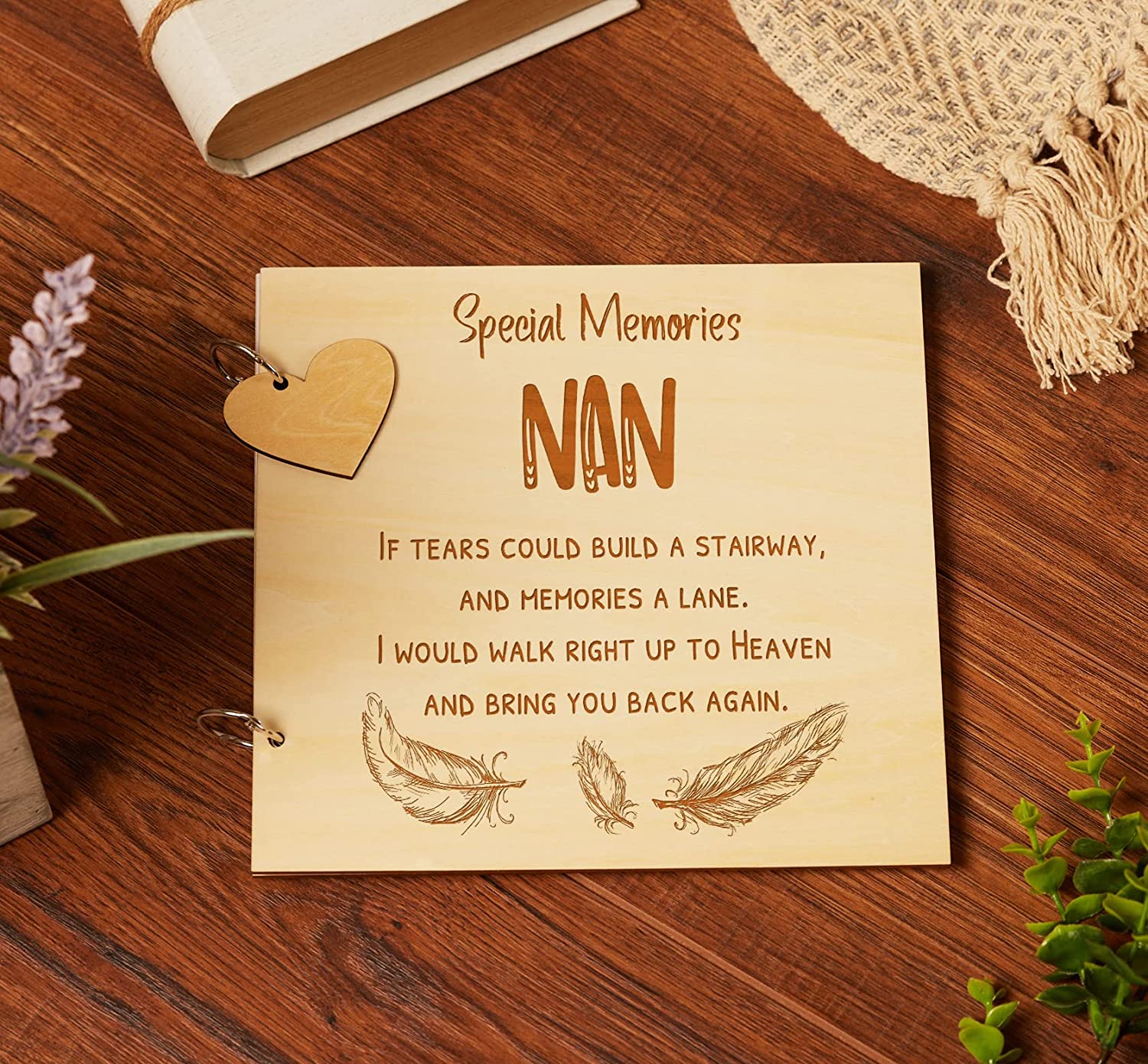 Buy Nan Remembrance In Loving Memory Wooden Guest Book, Scrapbook