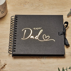 Dad Black Scrapbook Photo album With Gold Script Leaf Design