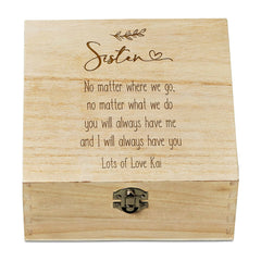 Personalised Sister Sentiment Wooden Keepsake Box Gift Engraved