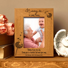 Nanny Remembrance Photo Frame Personalised Portrait With Dandelions