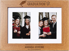 Personalised Graduation Congratulations Wooden Double Photo Frame