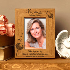 Mum Remembrance Photo Frame Personalised Portrait With Dandelions