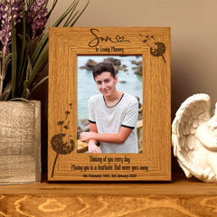 Son Remembrance Photo Frame Personalised Portrait With Dandelions