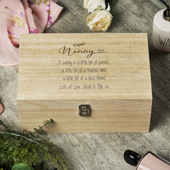 Personalised Large Wooden Nanny Sentiment Memory Keepsake Gift