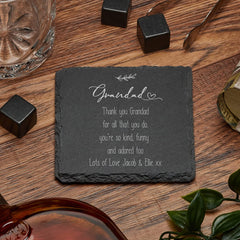 Personalised Grandad Sentiment Gift Slate Stone Drink Coaster