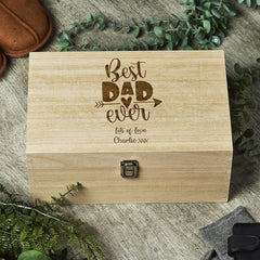 Personalised Large Wooden Best Dad Ever Memory Keepsake Gift