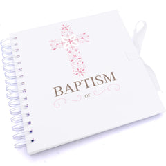 Personalised Baptism Ornate Cross Design Scrapbook Photo Album