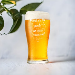 Friends Are Family Personalised Engraved Beer Glass