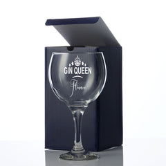 Engraved Gin Queen Personalised Gin Glass Present for Her