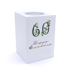 Personalised 60th Birthday Green Leaf Design Gift Tea Light Holder