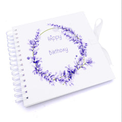 Personalised Lavender Wreath Birthday Scrapbook, Guest Book, Photo Album