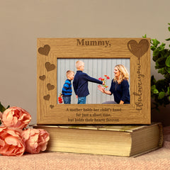 Personalised We Love Mummy Photo Frame Oak wood finish