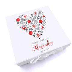 ukgiftstoreonline Personalised My First Christmas Heart Design Keepsake Memory Box