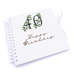 Personalised 40th Birthday Green Leaf Design Gift Scrapbook Photo Album