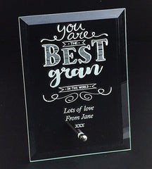 Best Gran In The World Personalised Engraved Glass Plaque - ukgiftstoreonline