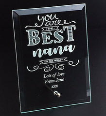 Best Nana In The World Personalised Engraved Glass Plaque - ukgiftstoreonline