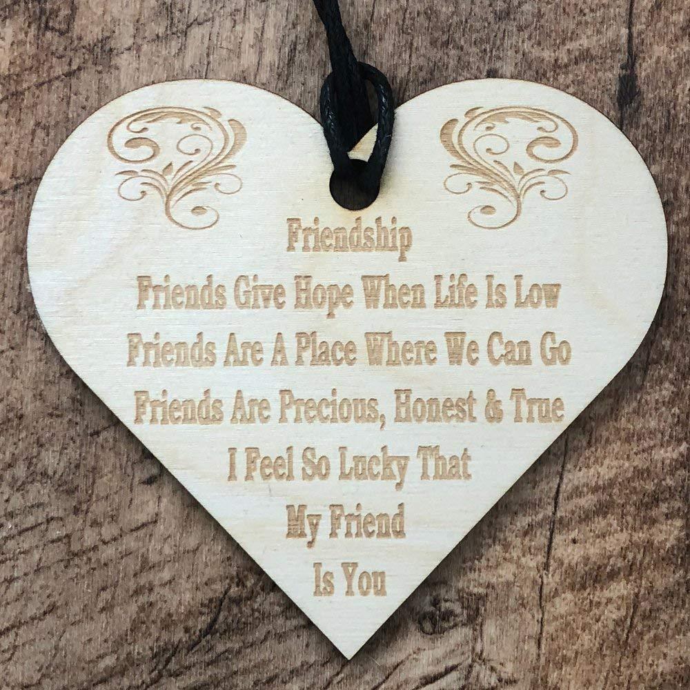 Friends Give Hope Heart Wooden Plaque Gift - ukgiftstoreonline