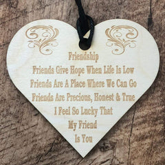 Friends Give Hope Heart Wooden Plaque Gift - ukgiftstoreonline