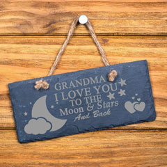 Grandma I Love You To The Moon and Back Slate Plaque - ukgiftstoreonline