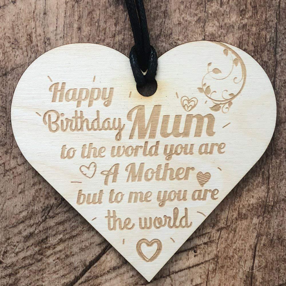 Happy Birthday Mum Heart Wooden Plaque Gift - ukgiftstoreonline