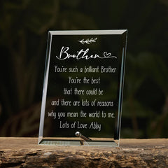 Personalised Brother Keepsake Gift Glass Plaque With Sentiment