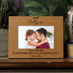 Personalised Daddy Sentiment Gift Wooden Photo Picture Frame Landscape