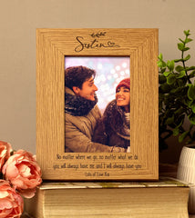 Personalised Sister Sentiment Gift Wooden Photo Picture Frame Portrait