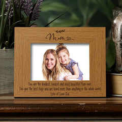 Personalised Mum Sentiment Gift Wooden Photo Picture Frame Landscape