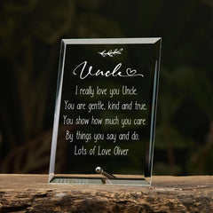 Personalised Uncle Keepsake Gift Glass Plaque With Sentiment