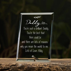 Personalised Daddy Keepsake Gift Glass Plaque With Sentiment