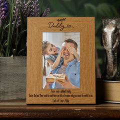 Personalised Daddy Sentiment Gift Wooden Photo Picture Frame Portrait