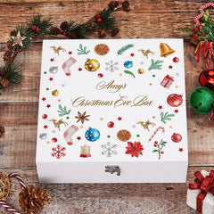 Personalised Christmas Eve Wooden Box With a Decorative Design