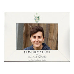 Personalised Confirmation Photo Frame Gift With Green Cross