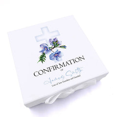 ukgiftstoreonline Personalised Confirmation Blue Cross Keepsake Memory Box Gift